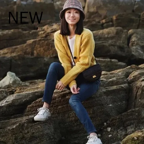 

Wool-Blend Women's Cardigan Sweater Single-breasted V-neck Knitted Female Outwear Ladies Jacket