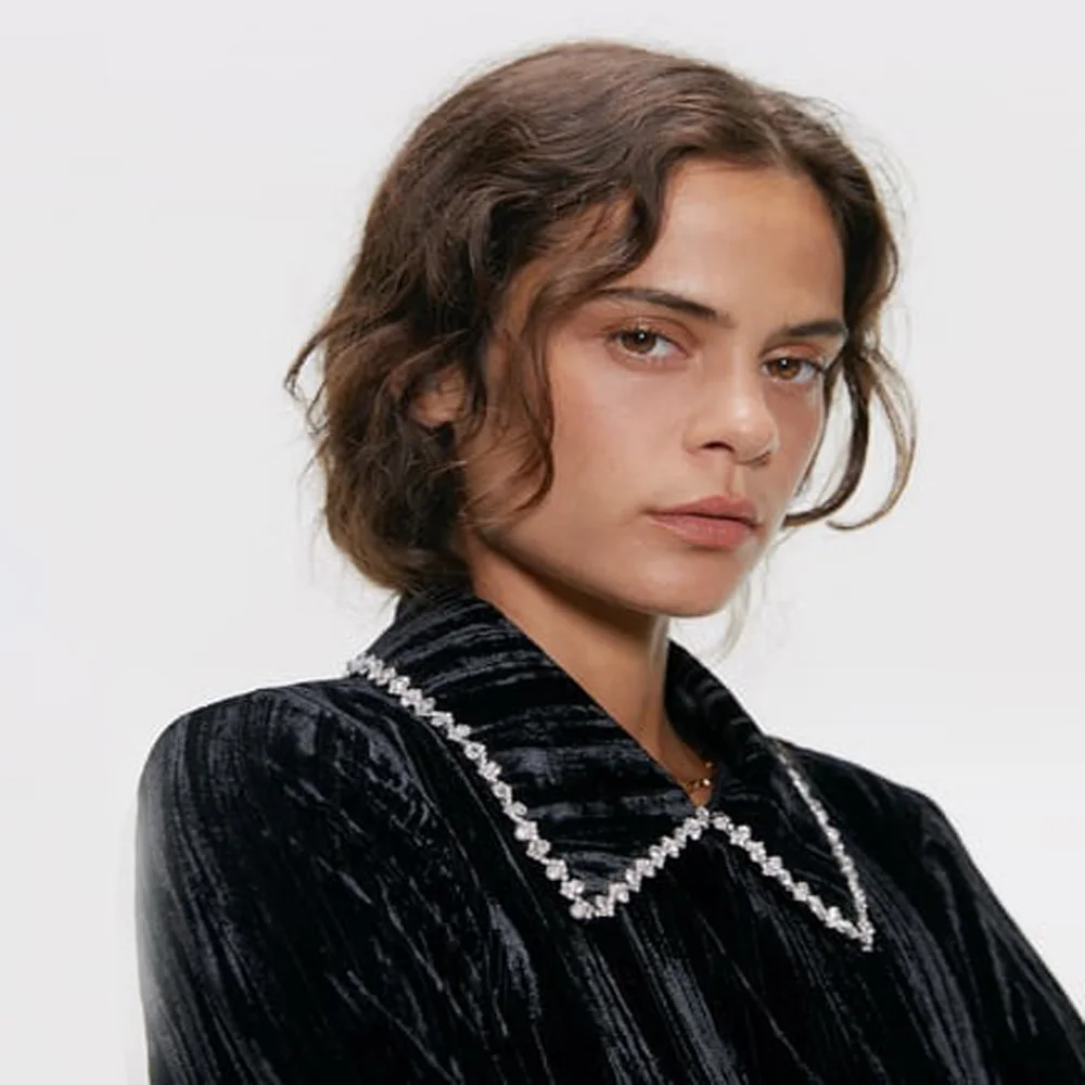 ZA 2019 осень новое черное бархатное платье Мода Европа Америка Женская одежда