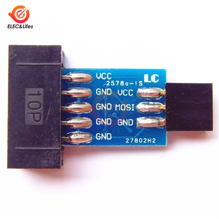 10 Pin до 6 Pin плата адаптера контактный разъем для AVRISP MKII USBASP STK500 AVR ISP плата преобразователя 10 Pin до 6 Pin черный/синий - Цвет: Blue