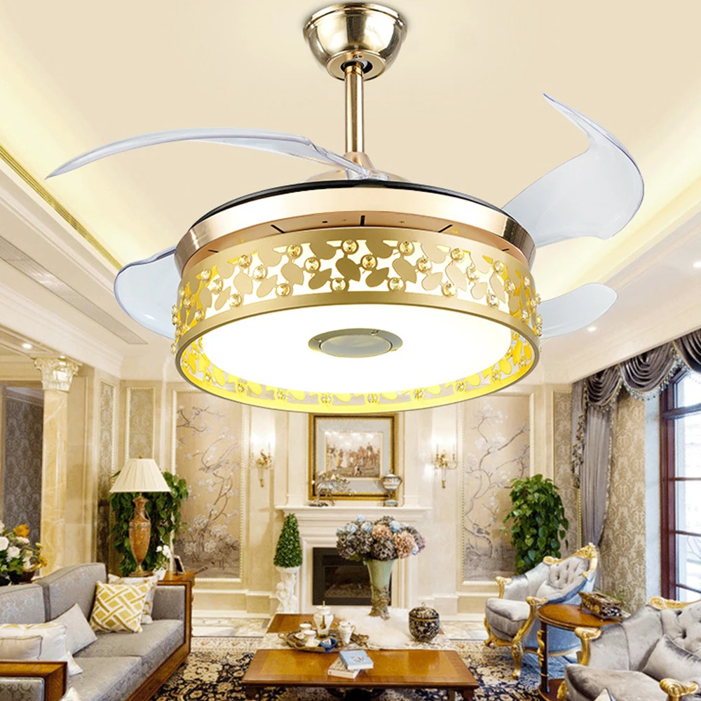 Kopen Bluetooth Muziek Plafond Ventilator Verlichting Met Afstandsbediening 220V Moderne Ventilator Lampen Restaurant Woonkamer Bed Decora Verlichting 110V