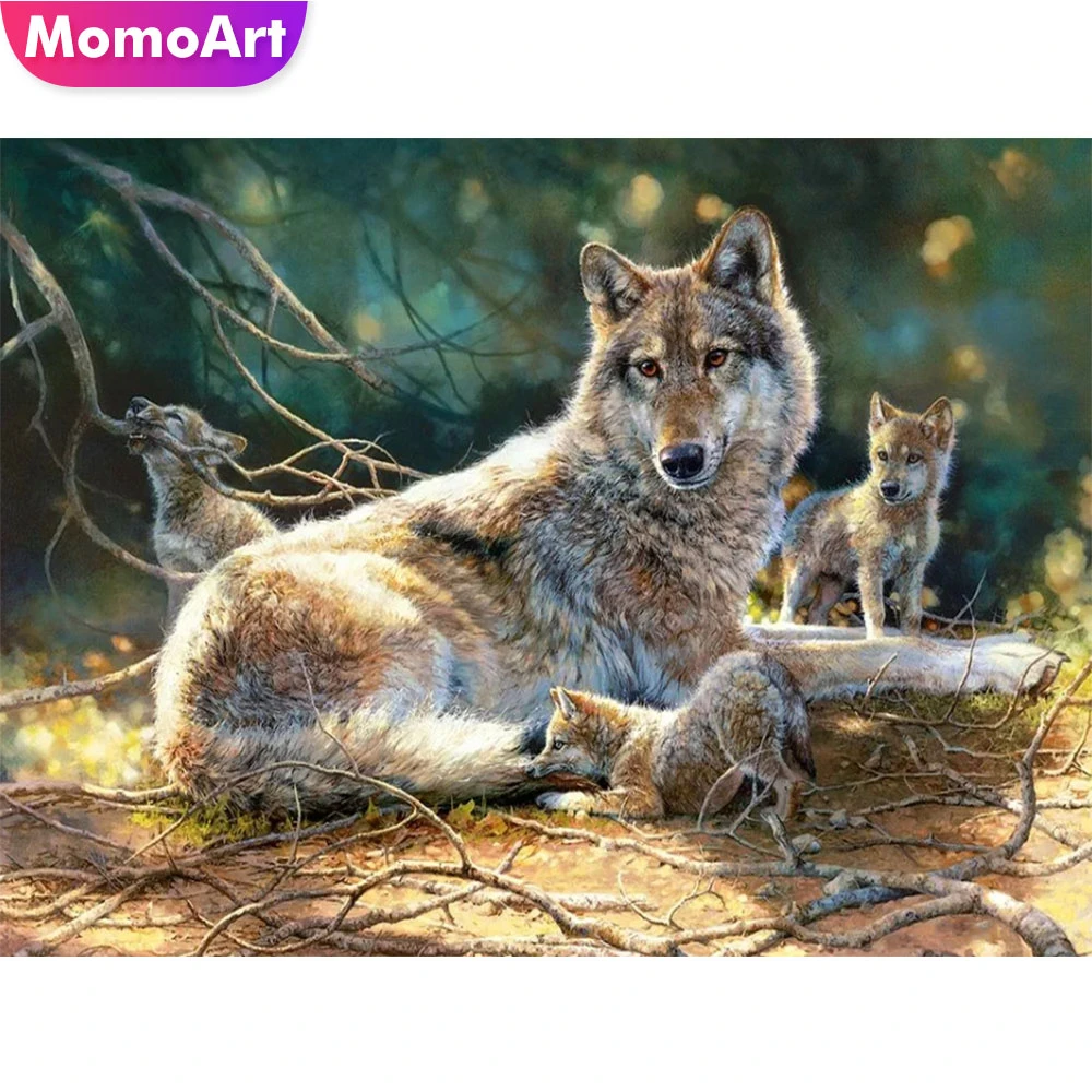

MomoArt Алмазная вышивка Волк вышивка крестом 5D DIY Алмазная мозаика Хэллоуин животное выкладка картина стразы декор для дома