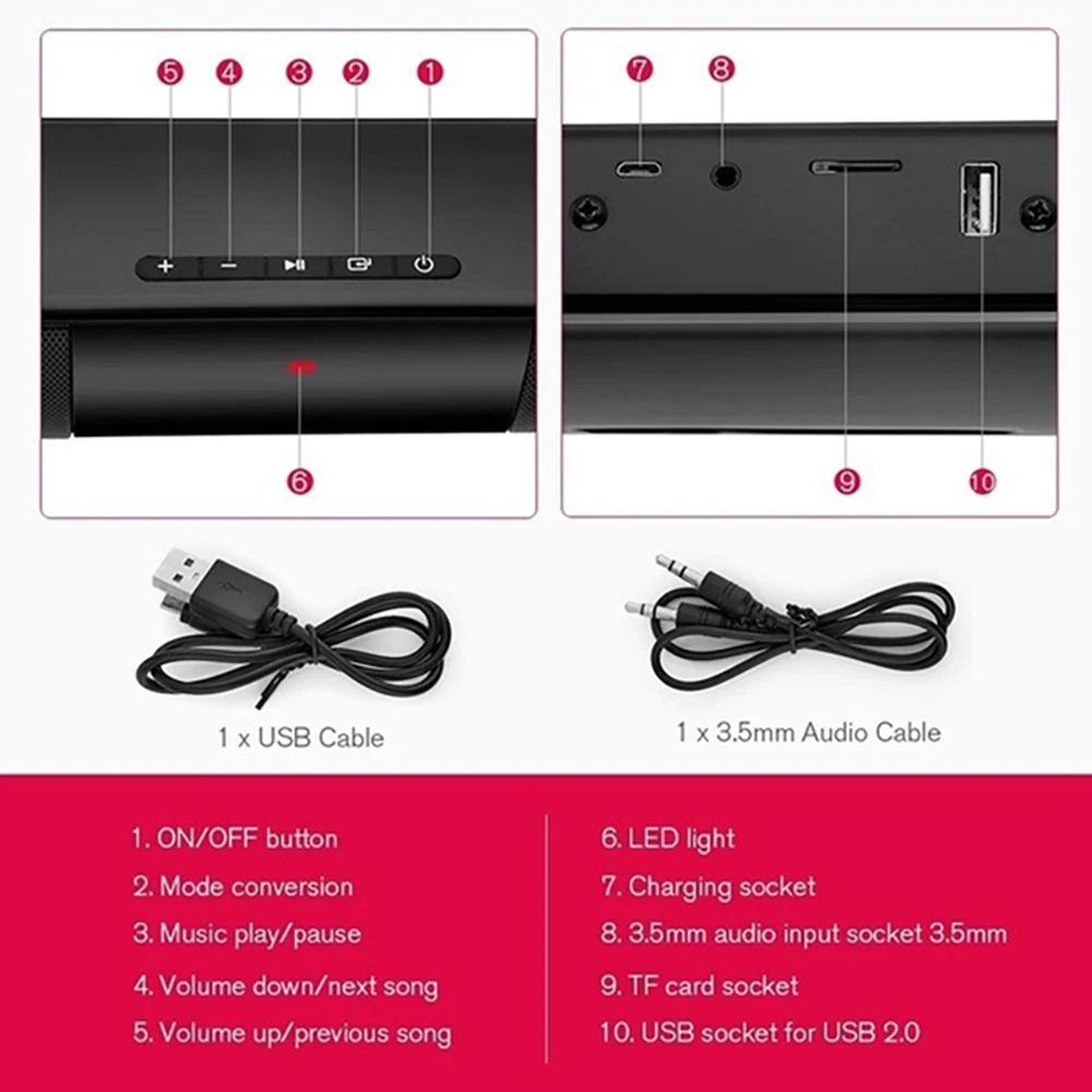 2021 new 40w super power wireless bluetooth soundbar speaker home theater tv soundbar subwoofe with remote control free global shipping