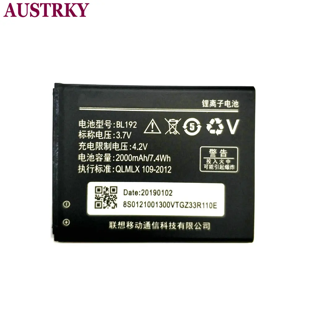 New BL192 Battery For Lenovo A328 A328T A526 A750 A529 A560 A680 A590 A300 A388T A505E Phone 2000mAh |