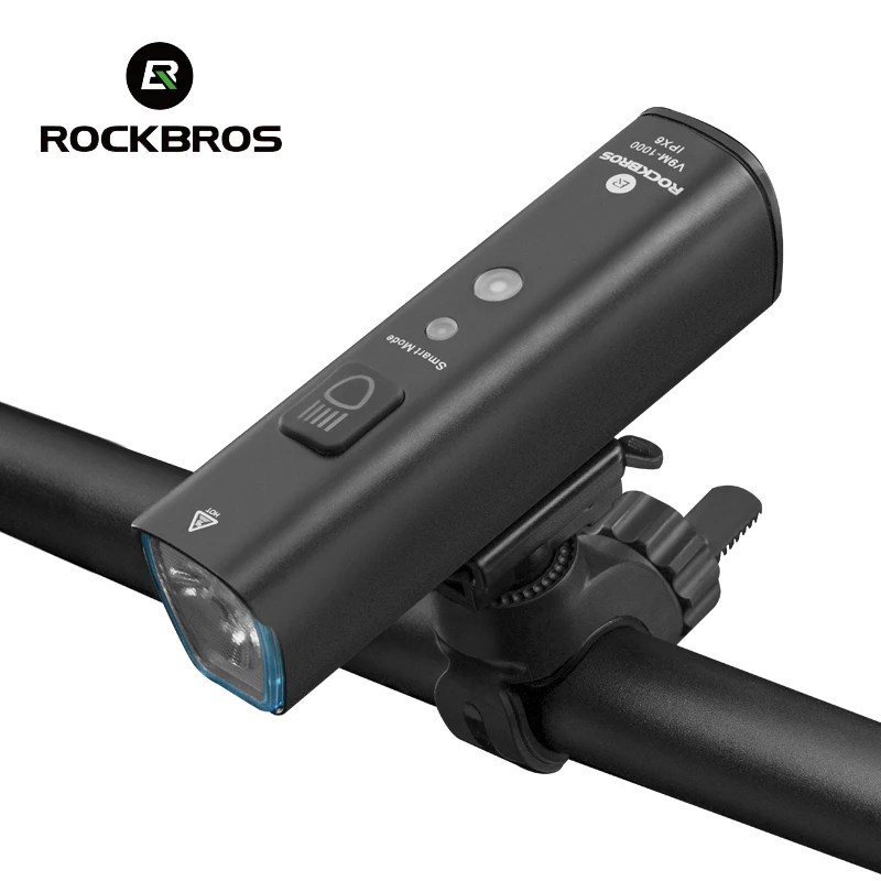 

ROCKBROS 1000Lumen Bike Light Smart Vibration Sensing Bike Lamp 5Modes Bicycle Headlight LED Flashlight Lantern Bike Accessories