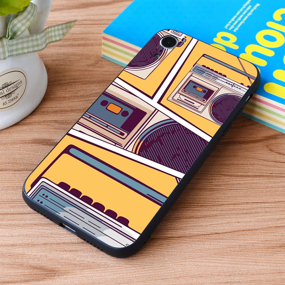 Чехол для iPhone в стиле ретро с радио Boombox из мягкого ТПУ рамкой Apple iPhone|Бамперы| |