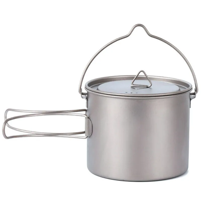 

Outdoor Hiking Camping TitaniumPOT WITH Hanging Pot BAIL HANDLE Outdoor Equipment 750ml, 900ml, 1100ml, 2000ml, 2800ml