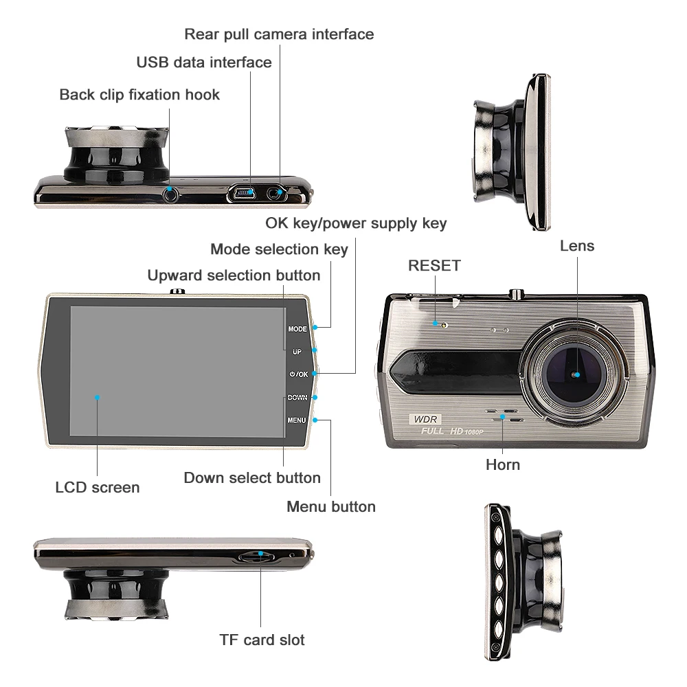 Carrmovil 1080P Full HD Night Vision Car DVR 4K Dual Dash Cam Rear View Camera Digital Registrator Recorder | Автомобили и