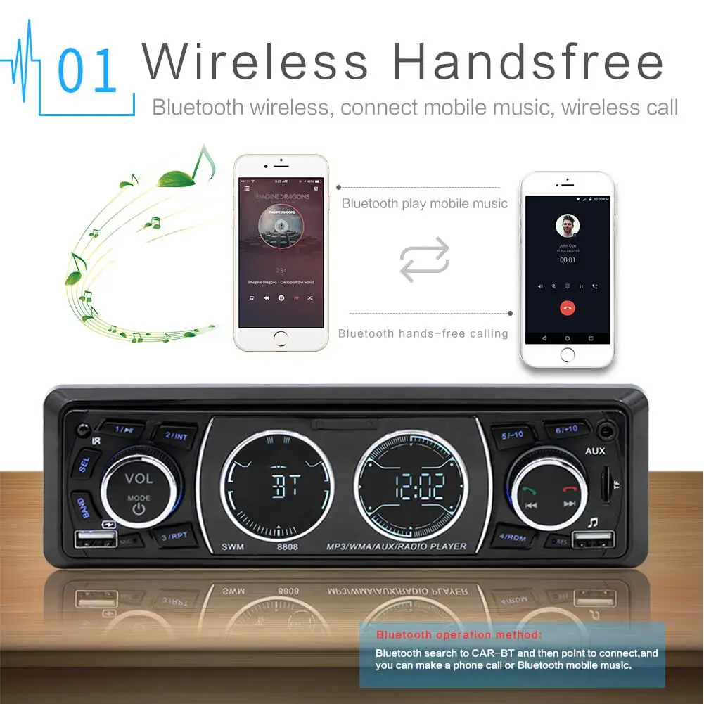 Автомагнитола 1 Din MP3 плеер Стерео Авторадио Мультимедиа Bluetooth FM AUX пульт