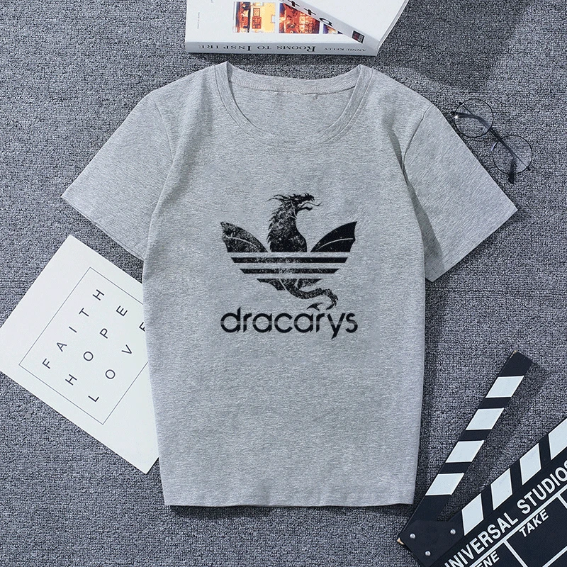 Новинка Dracarys «Игры престолов» Женская футболка женская летняя футболка с принтом дракона серые повседневные уличные модные футболки - Цвет: 2545