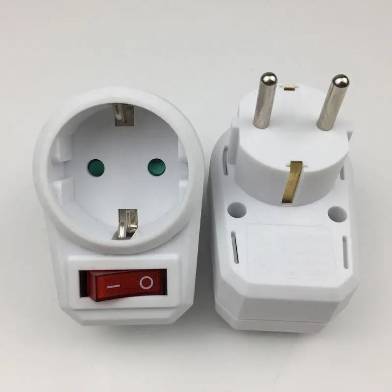 

European Conversion Plug 1 to 1 Way Power Adapter Adaptor with Switch 16A AC250V EU Travel Socket