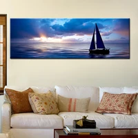 boat on blue sea horizon canvas painting wall art posters and prints wall picture for living room cuadros decoracion salon
