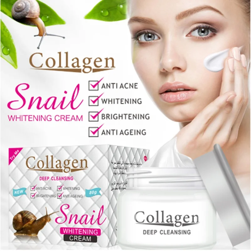 

Snail Face Cream Collagen Anti-Wrinkle Anti-Aging Facial Cream Whitening Moisturizer Nourishing Firming Tight Skin Care 80g