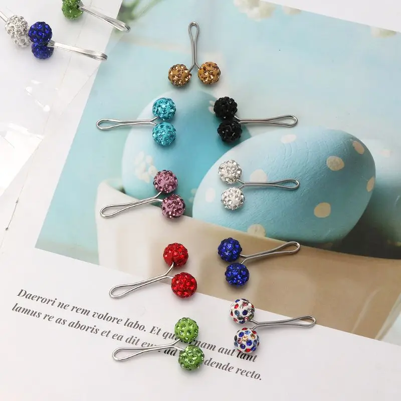 

12Pcs Muslim Hijab Scarf Safety Pin Clips Rhinestone Ball Brooch Fashion Jewelry