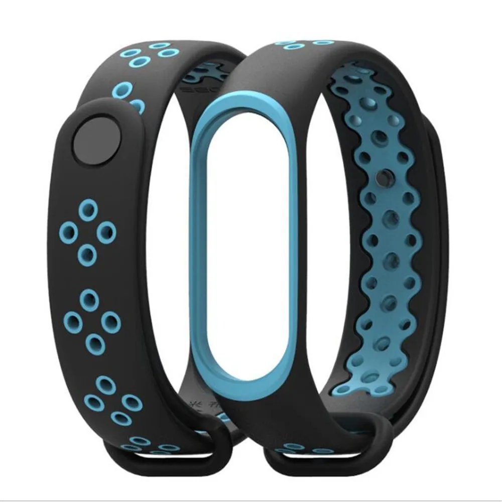 Black blue Ремешок mi Band 3 4, спортивные силиконовые часы, браслет на запястье, аксессуары, браслет mi band 3, умный Браслет для Xiaomi mi, ремешок 3 4 - Цвет: Black blue