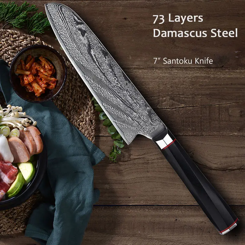 

7 Inch Santoku Knife Professional Japanese Chef Knife Damascus Steel Razor Sharp Blade Meat Cutting Tools Kitchen Knives