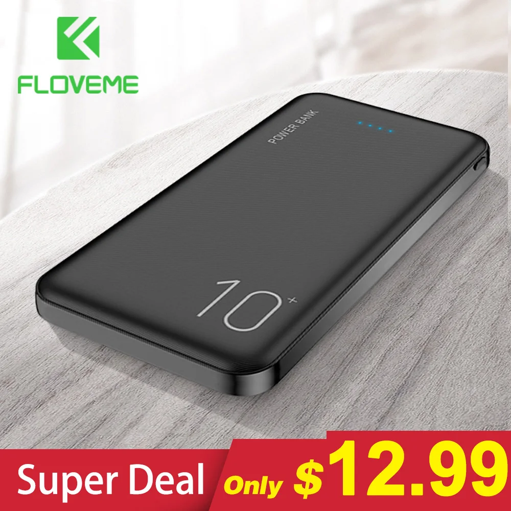 FLOVEME 10000mAh power Bank Портативное Мобильное Зарядное устройство телефон цифровой