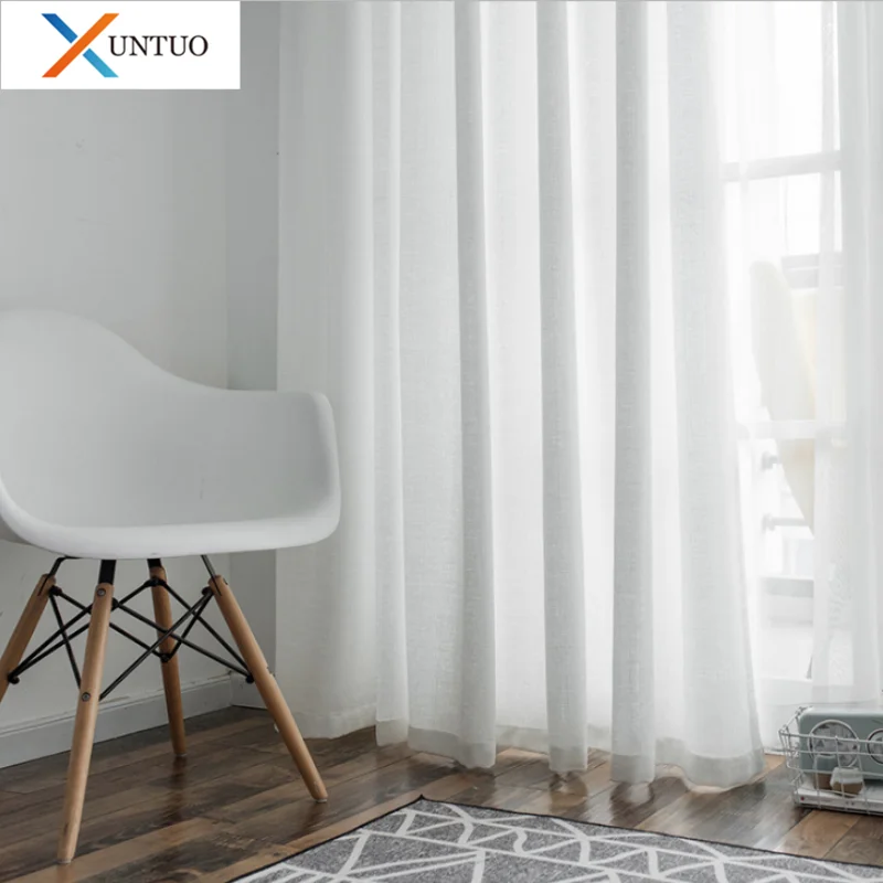 Прозрачные белые тюлевые занавески XUNTUO в японском стиле s для гостиной