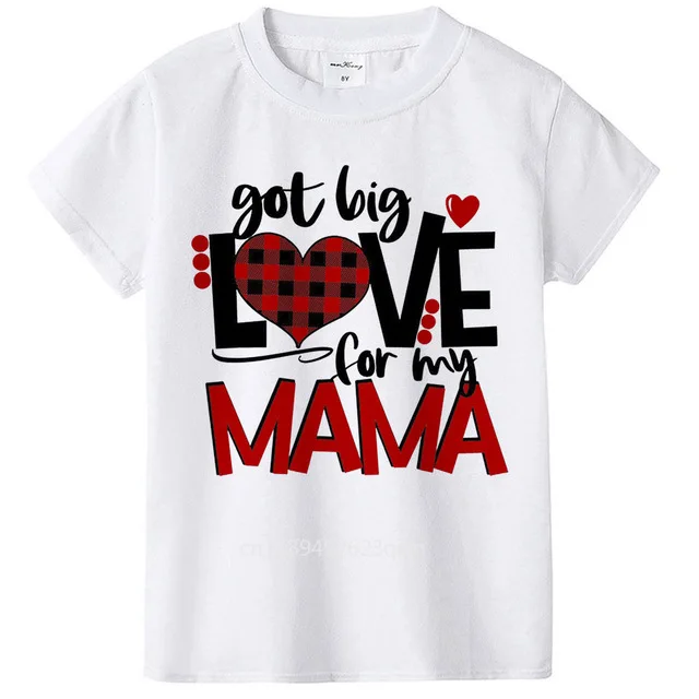 

Summer New Children T-shirt Tops Kiss Print Casual Boy Valentine's Day Tee Shirt Children's Shirt Sweet Gift Tshirts Size 3-12T