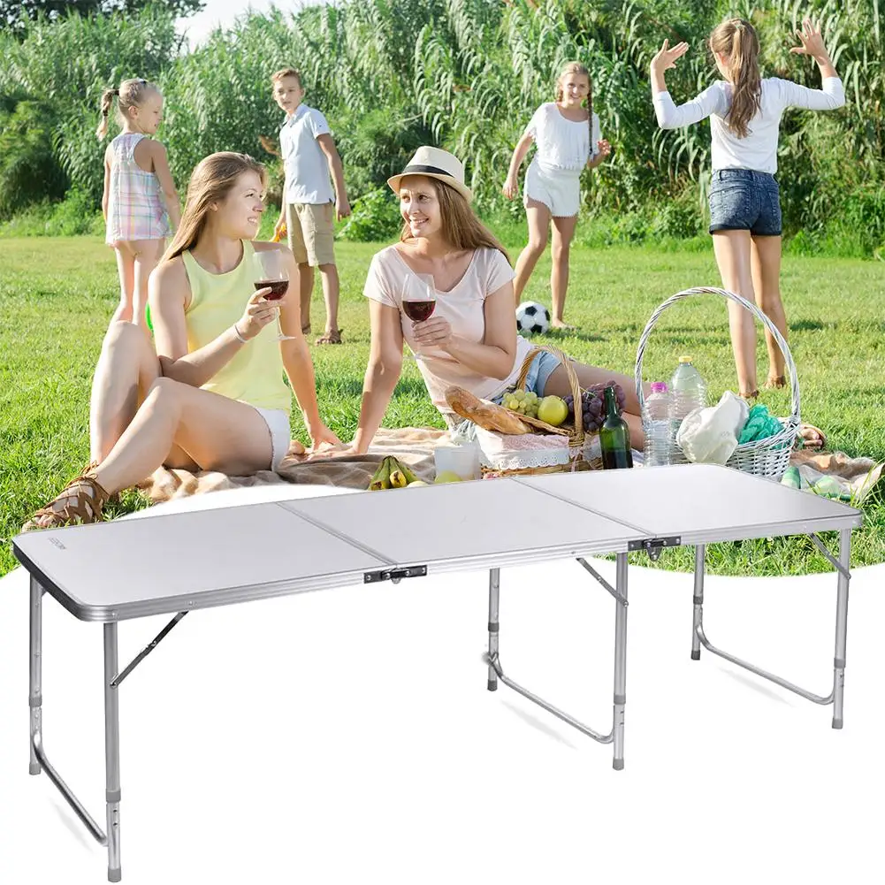 

180x60x70cmOutdoor Folding Table Chair Camping Aluminium Alloy Picnic BBQ Table Adjustable Waterproof