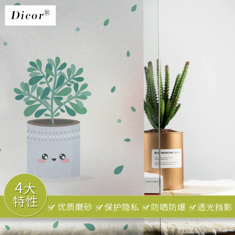 DICOR Clever Grass Cactus Fresh Potted растительная оконная пленка ПВХ непрозрачная матовая