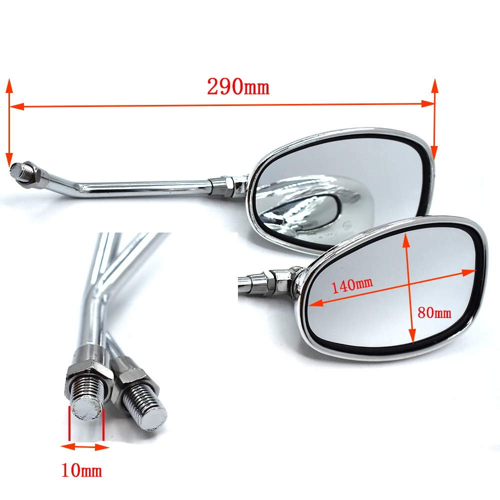Универсальное 10 мм мотоциклетное зеркало заднего вида овальное для Yamaha YZF R1 R6 FZ1