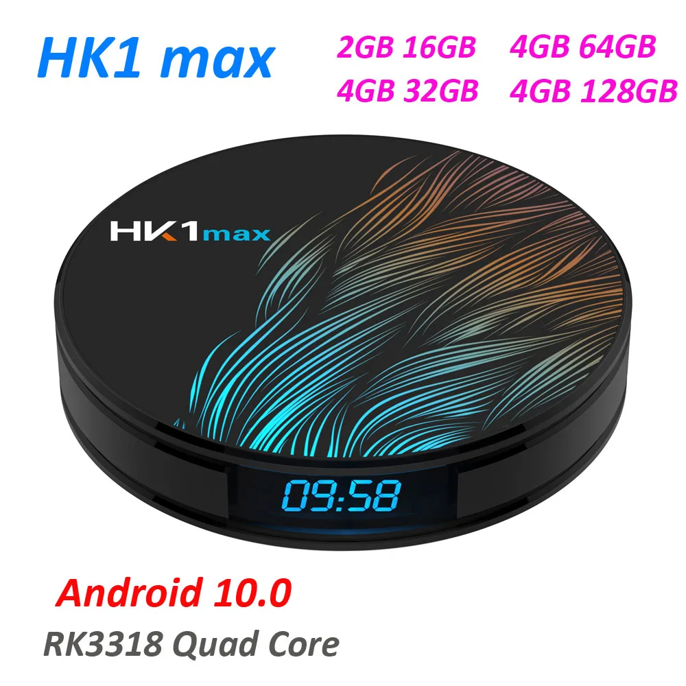 ТВ приставка HK1 MAX 4 ГБ DDR3 32 Гб 64 5 шт. Android 10 0 четырехъядерный процессор RK3318 2 4G/5G