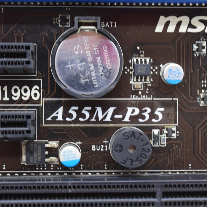 msi a55m p35 socket fm1 amd a55 original pc motherboard ddr3 16gb amd a8a6a4 cpus pci e x16 vga dvi 10×usb2 0 sataii micro atx free global ship