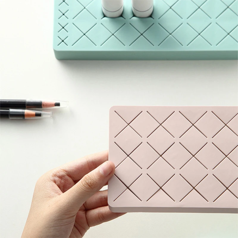 

Silicone Makeup Brush Holder Lipstick Rack Cosmetic Storage Box Desktop Multi Grids Organizer