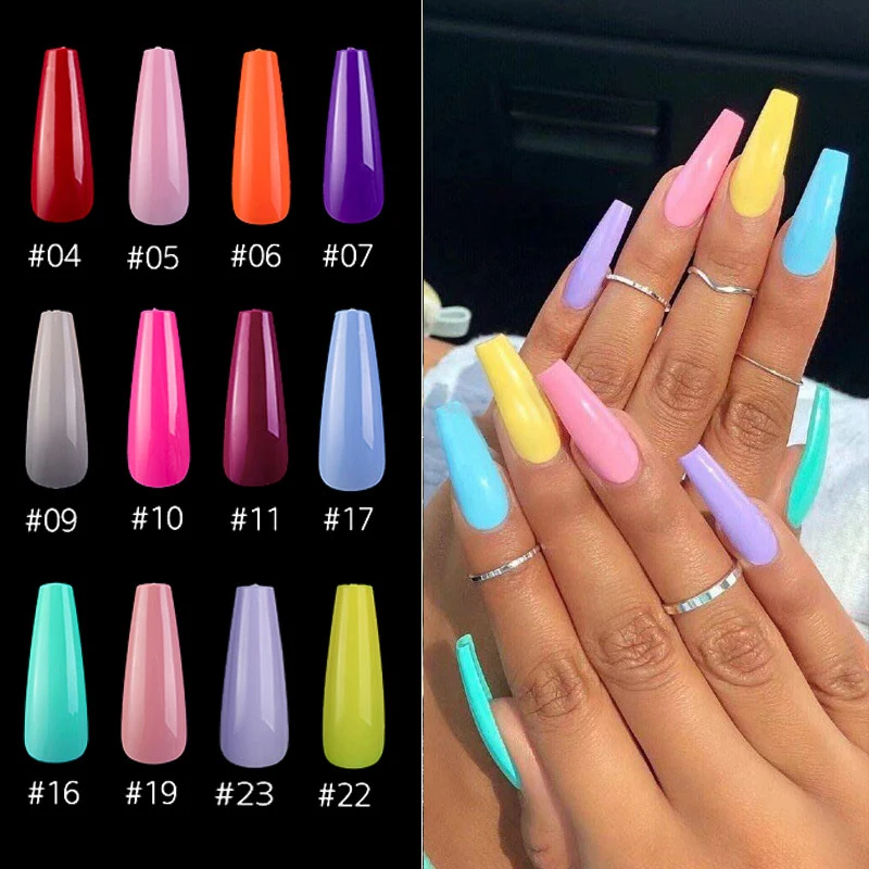 

Lamemoria 20pcs/opp Ballerina Fake Nails Colorful Fake Delicate Nails Safe Non-toxic Detachable Tips Nail Extension Manicure Art