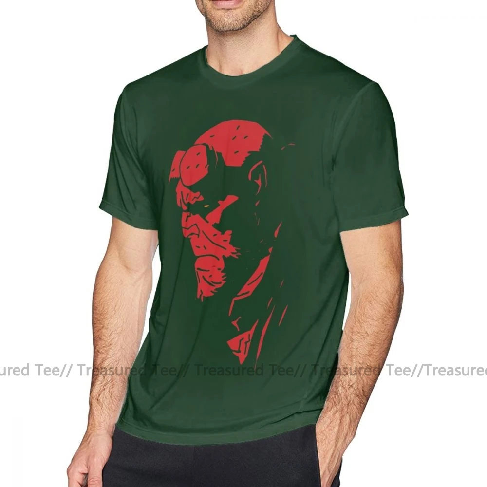 Футболка Hellboy, футболка Hellboy, 100 хлопок, уличная футболка, Мужская забавная Футболка с принтом, большие размеры, футболка с коротким рукавом - Цвет: Dark Green