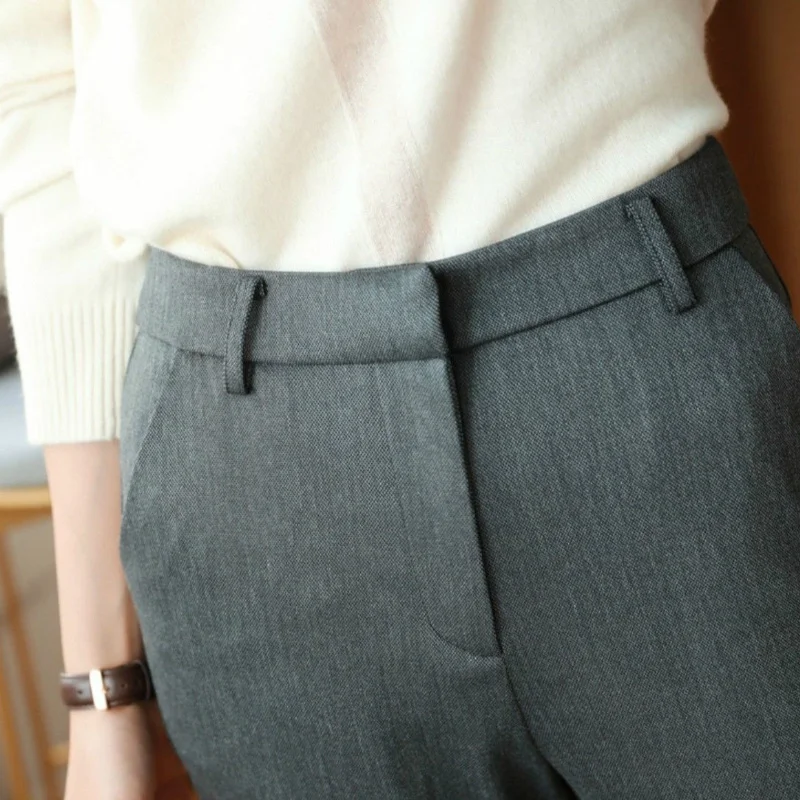 

Casual Pants Women Formal Solid Plus Size 3XL Womens Office Ladies High Quality Fashion Summer Straight Thin Trousers Breathable