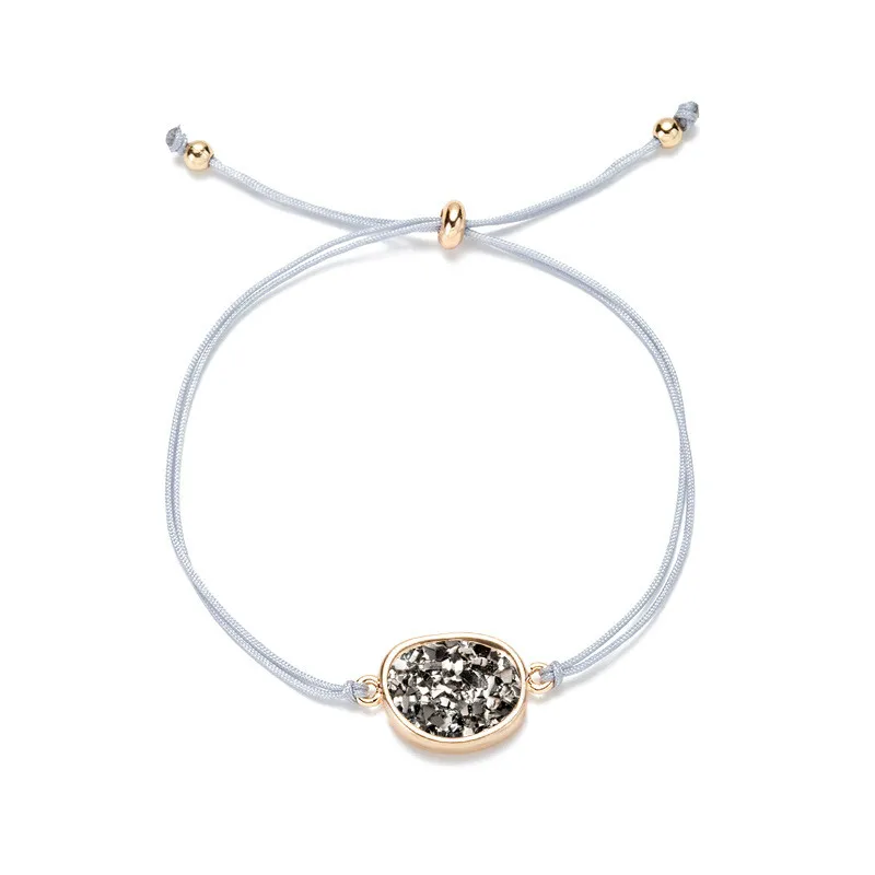 WE Trendy Irregular Rope Bracelet for Women Natural Stone Crystal Cluster Multi-color Love Jewelry Valentine Girl Gifts Dropship - Окраска металла: D