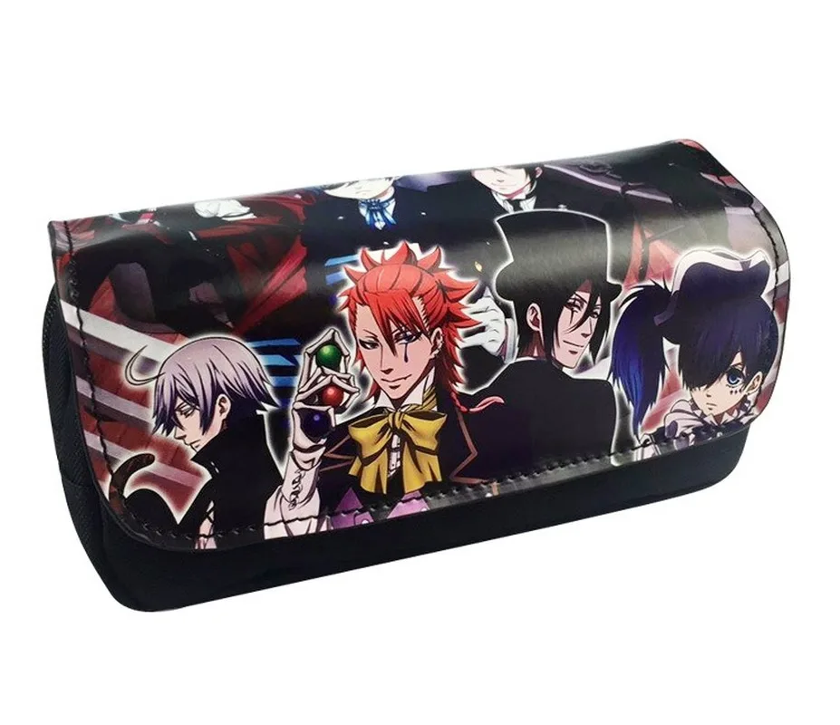 Аниме Черный дворецкий пенал Себастиан Сиэль косплей холст двойная молния