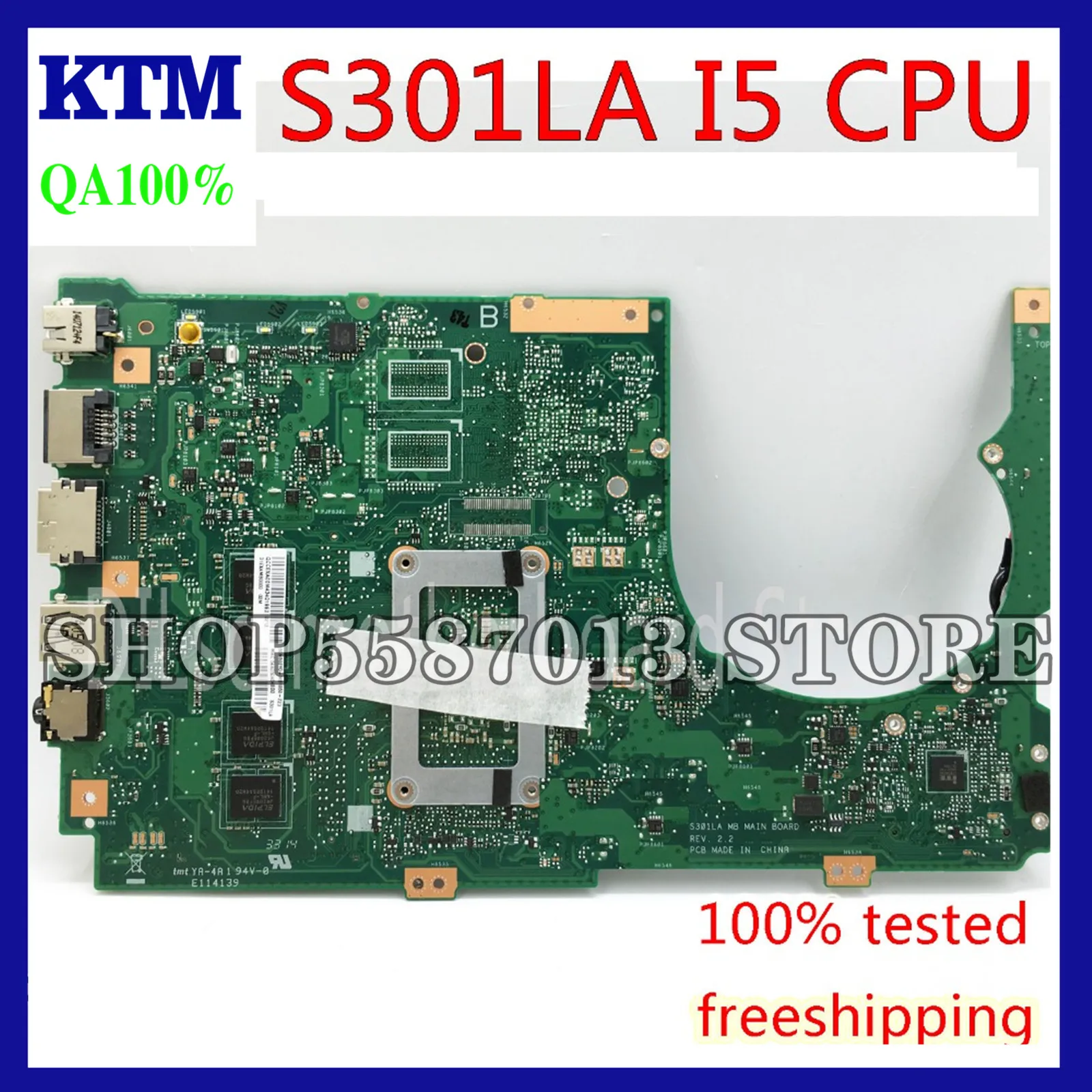 

KEFU S301LA For ASUS S301L Q301L Q301LA S301LA Mainboard I5-4200U 4G RAM Laptop Motherboard LVDS HD Graphics Test Work 100%