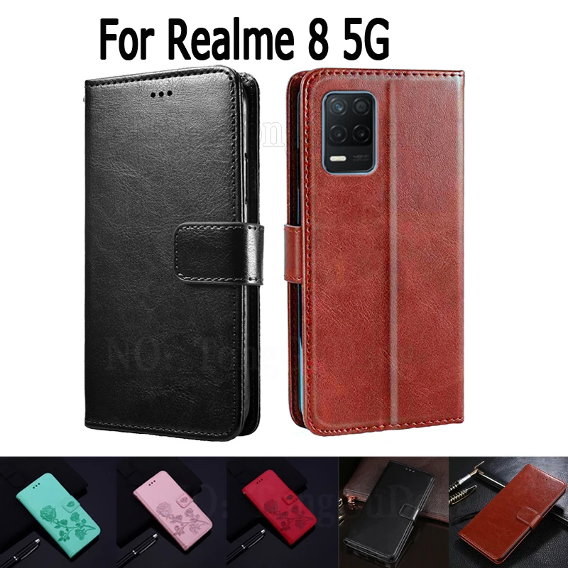 

Wallet Case For Realme 8 5G Cover Etui Flip Stand Leather Magnetic Card Book Funda On Realme8 RMX3241 Case Phone Hoesje Etui Bag