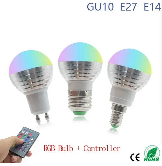 110 В 220 в 85 265 E27 E14 RGB Светодиодная лампа 16 цветов волшебный светодиодный ночник с