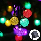 Уличный светильник на солнечной батарее, 50 светодиодов, Хрустальный глобус, водонепроницаемая лампа на 10 м, для сада, вечерние, декора