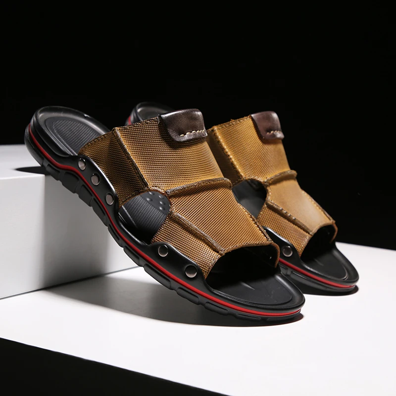 Новинка 2021 года Брендовые летние мужские сандалии Модные удобные шлепанцы из