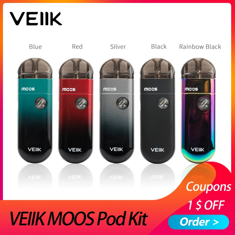 Оригинальный стартовый набор VEIIK Moos pod с 1100 мАч 2 мл Pod Ом электронная сигарета Vape Kit