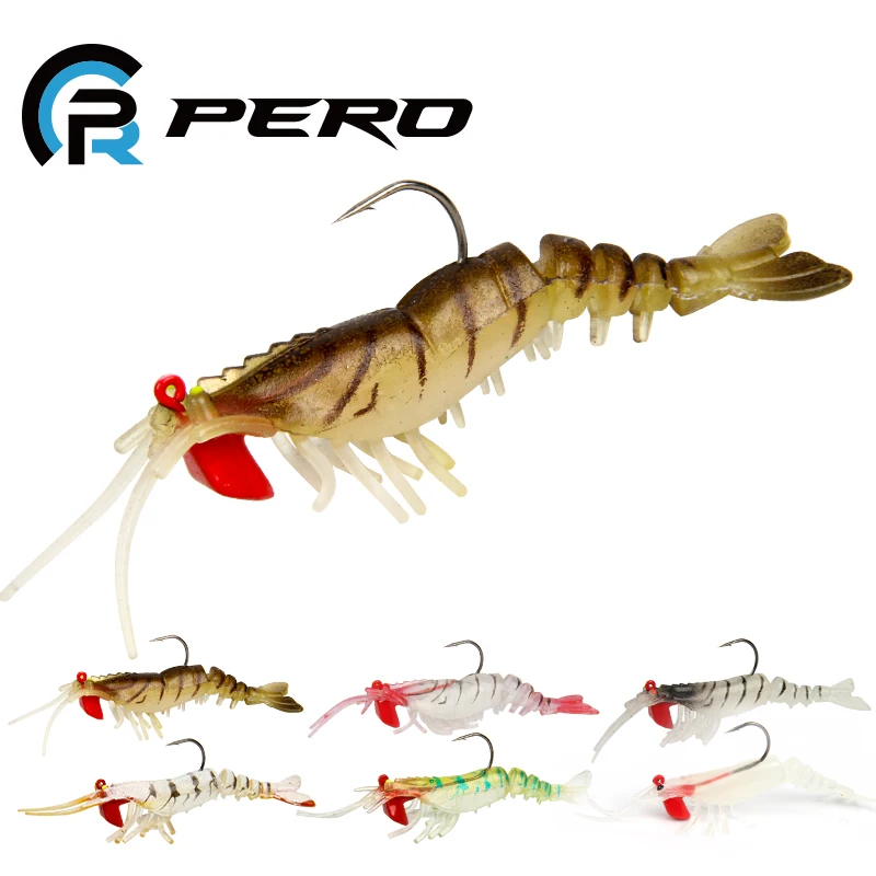 

PERO 90mm 11.5g High Quality Multinode Shrimp Lures Sea Fishing With Prawns Soft Bait Perch Bass Saltwater Fishing Tackle 2021