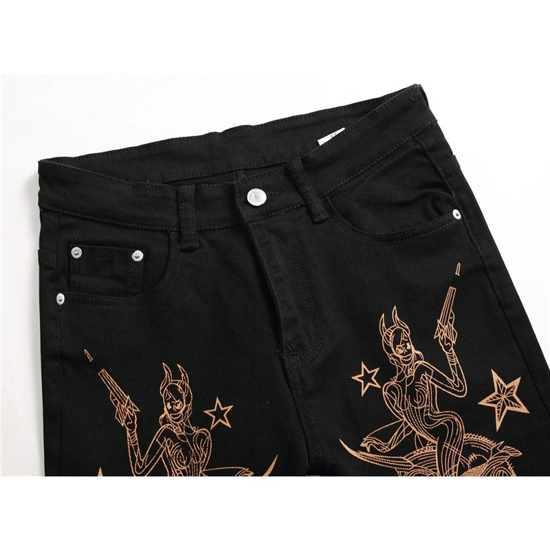 Мужские джинсы-карандаш с принтом в стиле хип-хоп | Мужская одежда