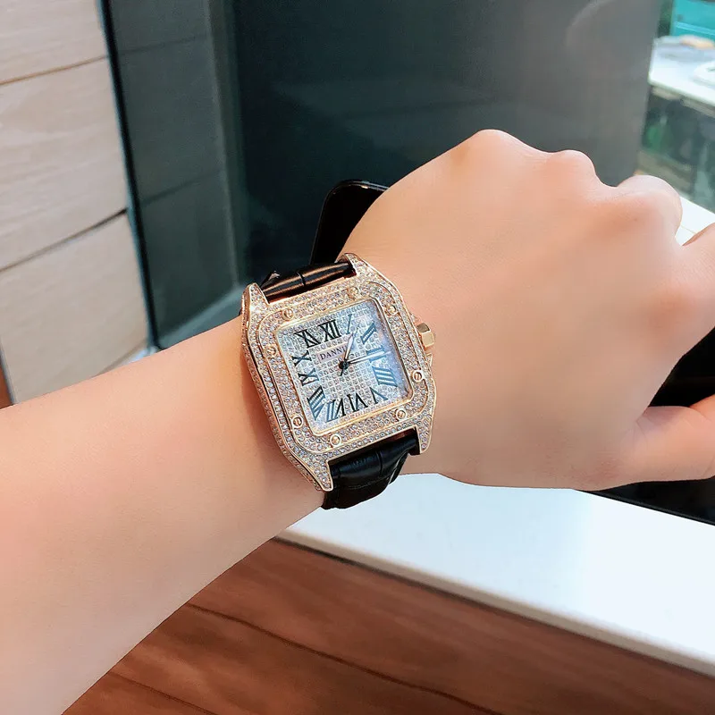 Часы наручные мужские/женские кварцевые с большим циферблатом и квадратным -