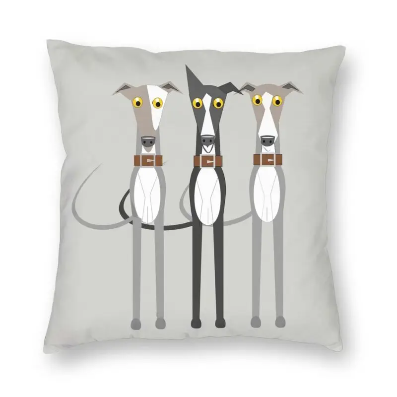 

Cute Greyhound Sighthound Dog Throw Pillow Cover Home Decor Square Whippet Puppy Cushion Cover 40x40 Pillowcover for Living Room