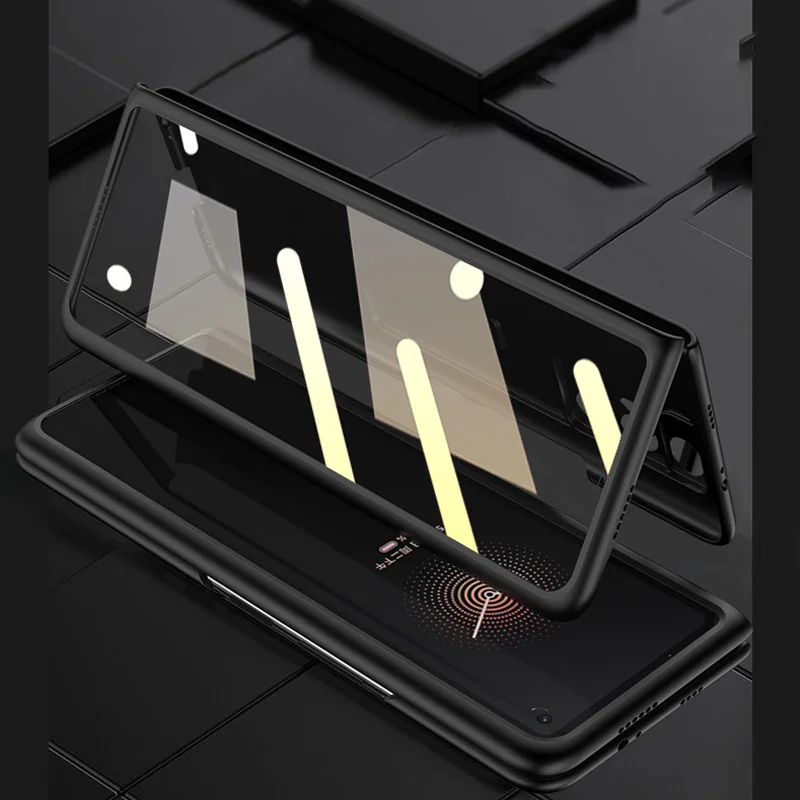 pc phone cover for xiaomi mix fold 5g celular case glass film fold stand holder solide color shockproof cellphone fitted cases free global shipping