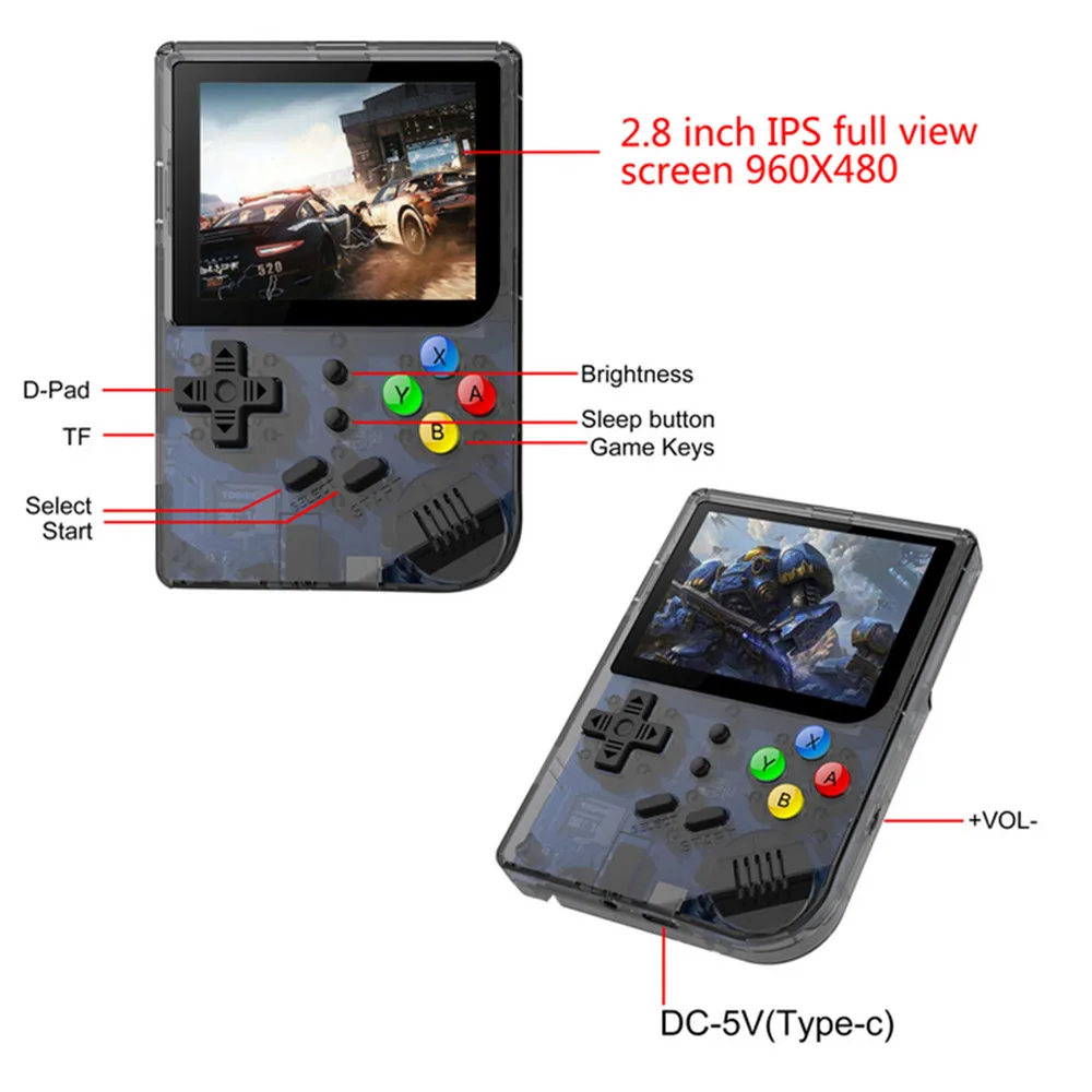 

Mini Handheld Retro Game Console 2.8" Full View IPS Screen Pocket Game Machine with 169 Games