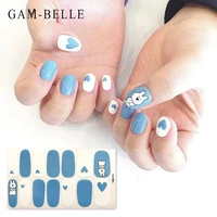 gam belle glitter nail sticker with designs full cover adhesive decals nail wraps diy manicure nail art decoration stickers