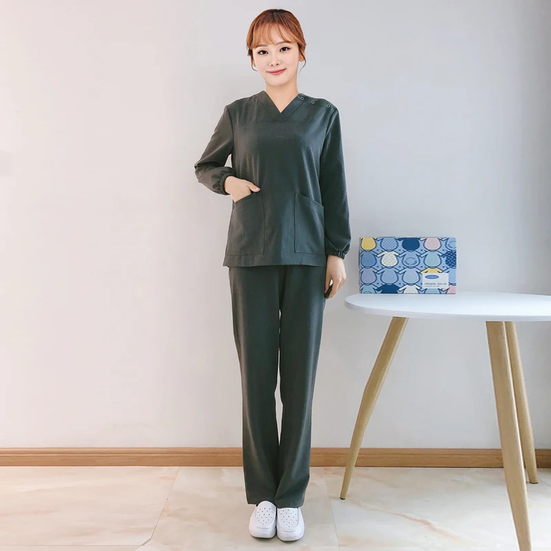 

New Men Women Pet Shop Uniform Suit Unisex Scrubs Pants & Top Set High Quality Scrubs Overalls Beauty Salon Workwear G1005