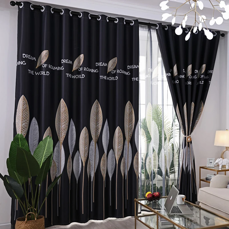 Современные шторы s для гостиной тюль роскошные листья принт вуаль оконные