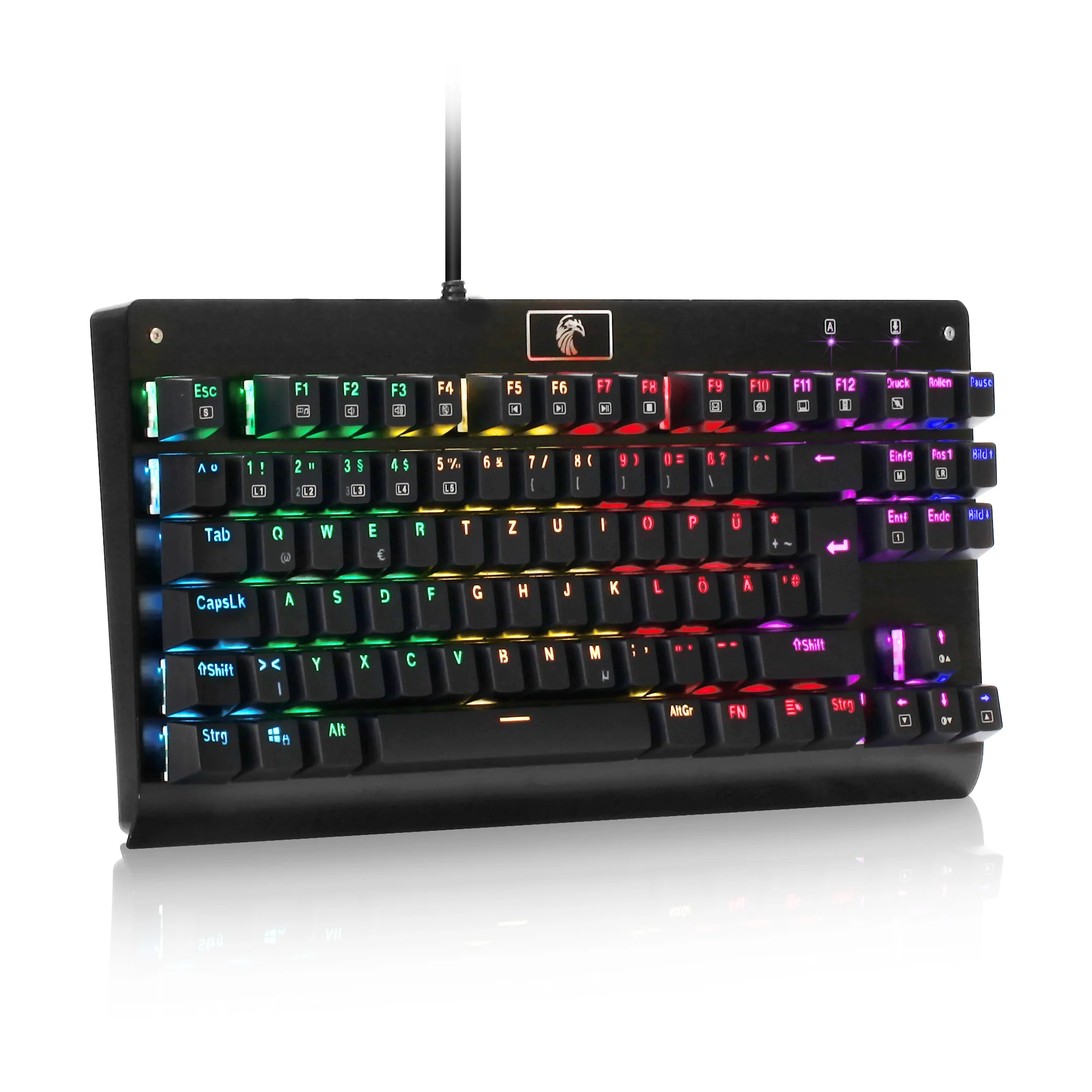 

Z77 TKL Mechanical Gaming Keyboard , German Layout 88 Keys RGB Backlight Clicky Blue Switches Metal Wired Keyboard , Black