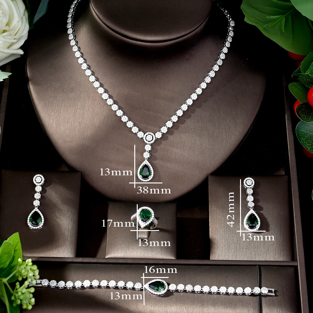 Комплект свадебных украшений HIBRIDE с фианитом 4 шт. | Украшения и аксессуары